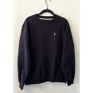 Bruce Bolt Men's Sweatshirt Crewneck Medium Black Embroidered Lightning Bolt